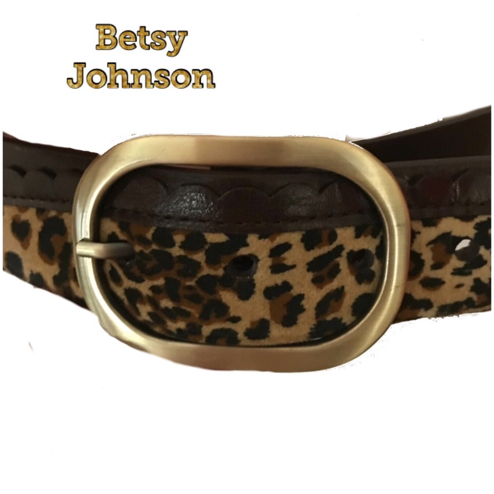 Betsy Johnson Faux Leather Animal Print Brown Belt